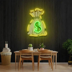 Money Bag UV LED Neon Sign π° β Light Up Your Wealthy Vibes!