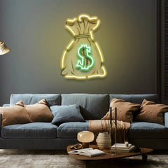 Money Bag UV LED Neon Sign π° β Light Up Your Wealthy Vibes!