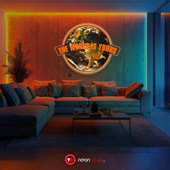The World is Yours - UV LED Neon Sign - Motivational Wall Decor