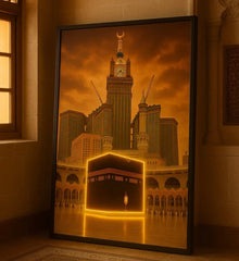 Kaaba LED Neon Frame Poster β Islamic Wall Art for Home & Prayer Spaces