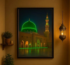 Masjid Al Nabawi LED Neon Frame Poster – Islamic Wall Art for Home & Prayer Spaces