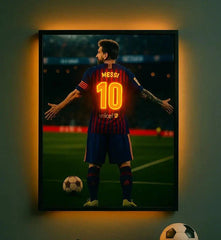 Messi Number 10 LED Neon Frame Poster β Football Wall Art for Fans