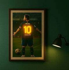 Messi Number 10 LED Neon Frame Poster β Football Wall Art for Fans