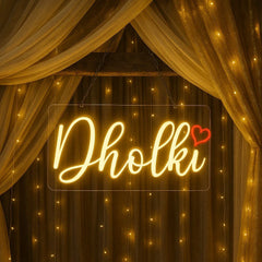 Dholki Neon Sign – Mehndi, Maiyo & Wedding LED Decor