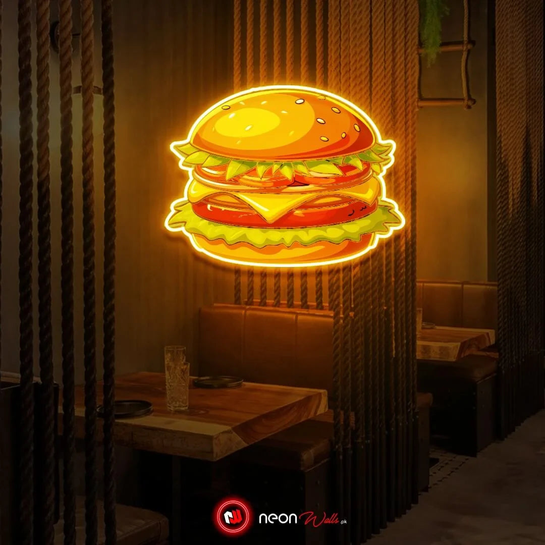 Burger Food UV Neon Sign 🍔 – Light Up Your Space with Tasty Vibes!