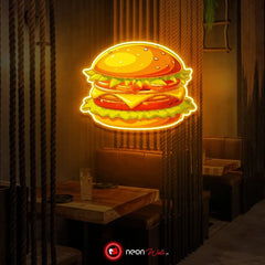Burger Food UV Neon Sign 🍔 – Light Up Your Space with Tasty Vibes!