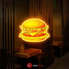 Burger Food UV Neon Sign 🍔 – Light Up Your Space with Tasty Vibes!
