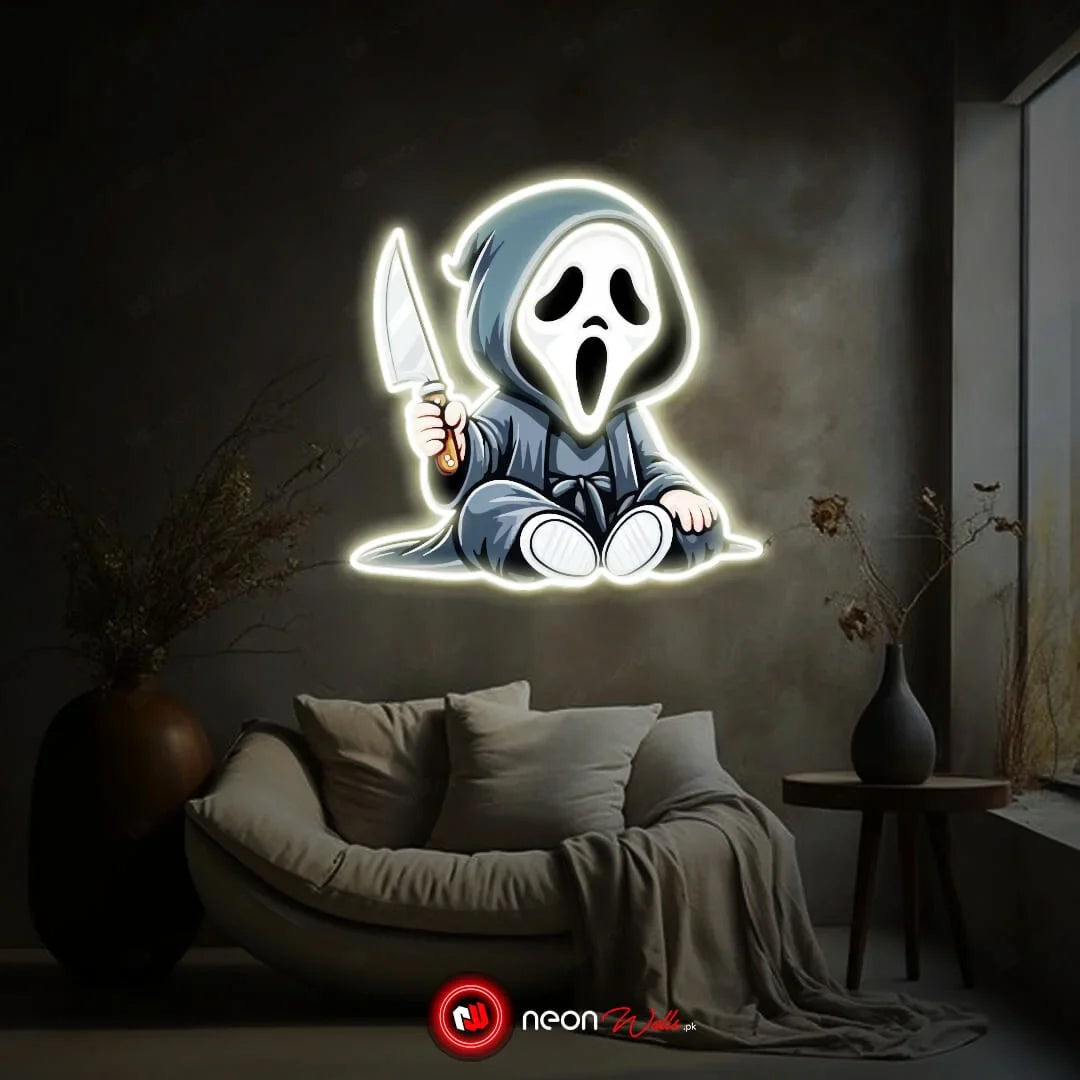 Scary Ghost UV Neon Sign 👻 – Add a Spooky Glow to Your Space!