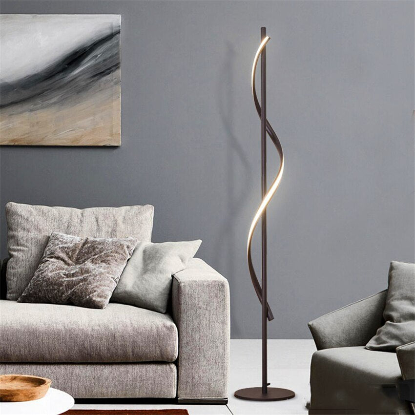 Minimalist Floor Lamp Living Room Bedroom Spiral Neon Lamp (Warm)