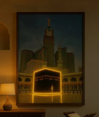 Kaaba LED Neon Frame Poster – Islamic Wall Art for Home & Prayer Spaces
