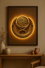 Muhammad (SAWW) with Kalma Badge | LED Neon Frame Poster – Islamic Wall Art Decor