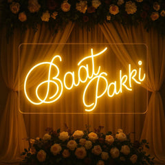 Luxury “Baat Pakki” Neon Sign – Wedding & Engagement LED Decor for Pakistani Shadi Events