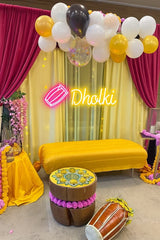 Dholki with Dholak Sign 2x1 ft – Urdu Neon Signs for Mehndi, Mayun & Pakistani Wedding Décor
